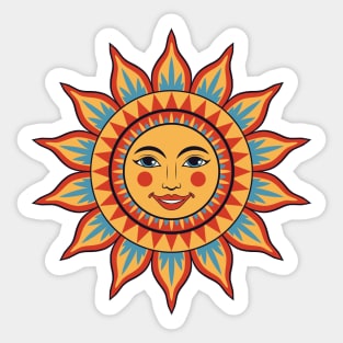 Decorative sun with female face Sticker